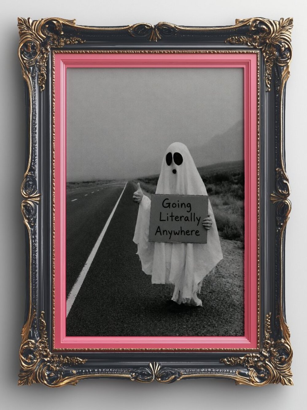 Hitchhiking Ghost Art Print | Funny Ghost Halloween Wall Art